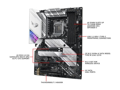 ASUS ROG STRIX Z490-A GAMING LGA 1200 (Intel 10th Gen) Intel Z490 SATA 6Gb/s ATX Intel Motherboard (12+2 Power Stages, DDR4 4600, Intel 2.5Gb Ethernet, USB 3.2 Gen 2, AURA Sync)