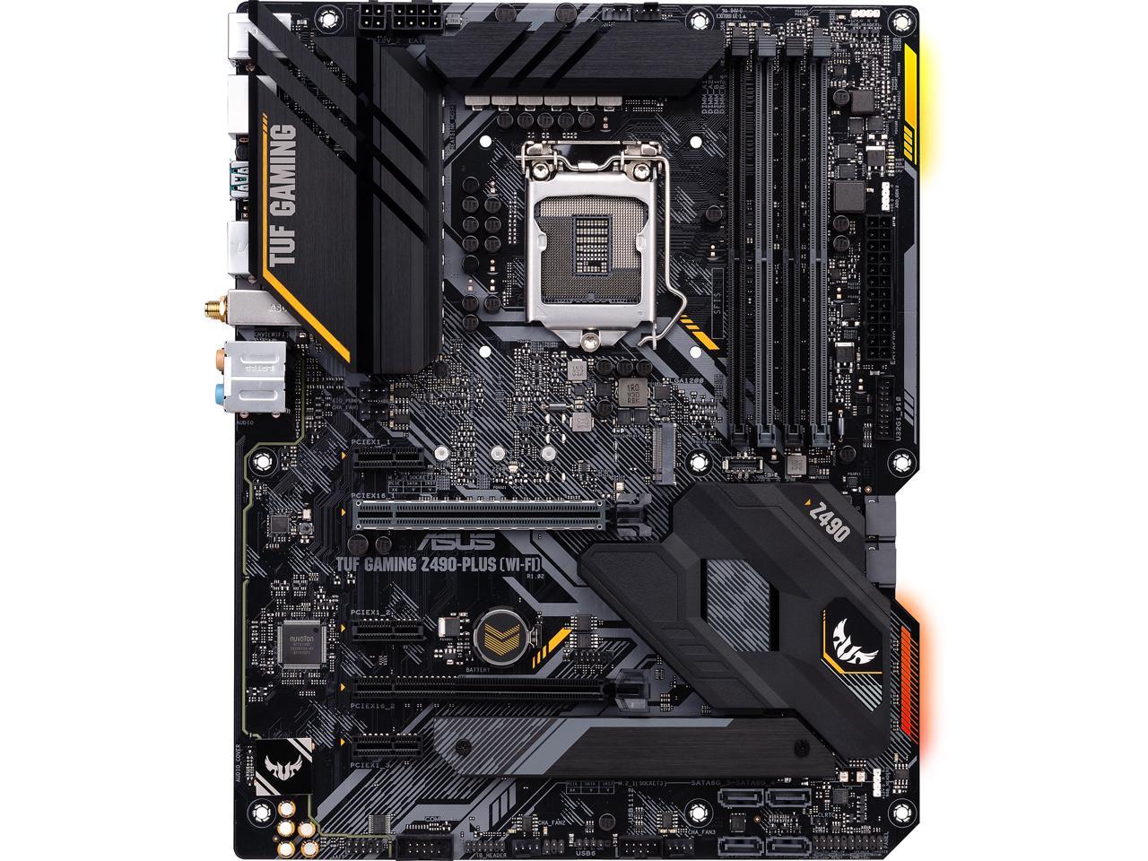 ASUS TUF GAMING Z490-PLUS (WI-FI) LGA 1200 (Intel 10th Gen) Intel Z490 (WiFi 6) SATA 6Gb/s ATX Intel Motherboard (Dual M.2, 12+2 Power Stages, USB 3.2 Front Panel Type-C, Intel WiFi 6 & 1Gb LAN, Aura Sync)