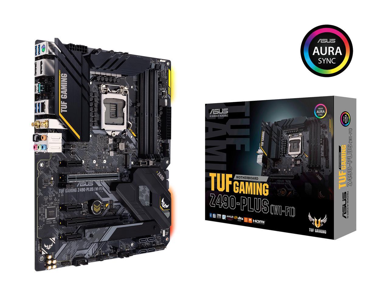 ASUS TUF GAMING Z490-PLUS (WI-FI) LGA 1200 (Intel 10th Gen) Intel Z490 (WiFi 6) SATA 6Gb/s ATX Intel Motherboard (Dual M.2, 12+2 Power Stages, USB 3.2 Front Panel Type-C, Intel WiFi 6 & 1Gb LAN, Aura Sync)
