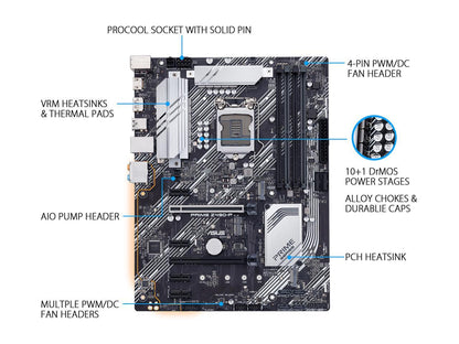 ASUS PRIME Z490-P LGA 1200 (Intel 10th Gen) Intel Z490 SATA 6Gb/s ATX Intel Motherboard (Dual M.2, DDR4 4600, 1Gb Ethernet, USB 3.2 Gen 2 USB Type-A, Thunderbolt 3 Support, Aura Sync RGB)