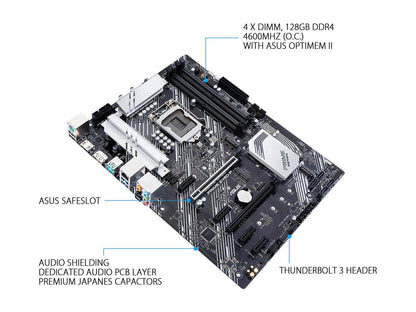 ASUS PRIME Z490-P LGA 1200 (Intel 10th Gen) Intel Z490 SATA 6Gb/s ATX Intel Motherboard (Dual M.2, DDR4 4600, 1Gb Ethernet, USB 3.2 Gen 2 USB Type-A, Thunderbolt 3 Support, Aura Sync RGB)