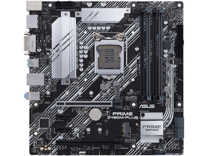ASUS PRIME Z490M-PLUS LGA 1200 (Intel 10th Gen) Intel Z490 SATA 6Gb/s Micro ATX Intel Motherboard (Dual M.2, DDR4 4400, 1Gb Ethernet, USB 3.2 Gen 2 USB Type-A, Aura Sync RGB)