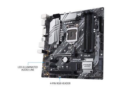 ASUS PRIME Z490M-PLUS LGA 1200 (Intel 10th Gen) Intel Z490 SATA 6Gb/s Micro ATX Intel Motherboard (Dual M.2, DDR4 4400, 1Gb Ethernet, USB 3.2 Gen 2 USB Type-A, Aura Sync RGB)