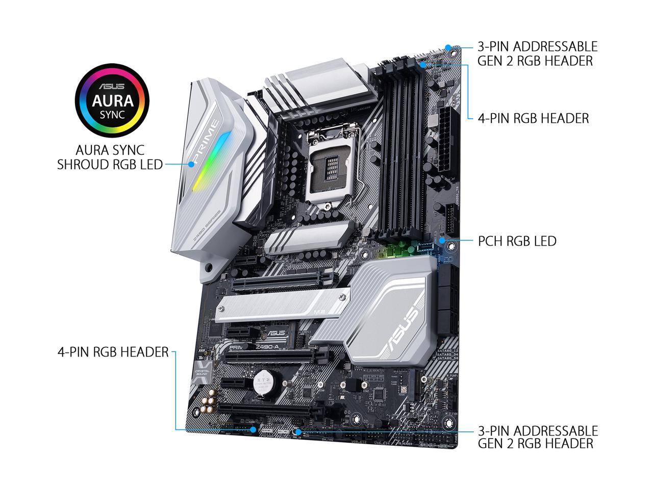 ASUS PRIME Z490-A LGA 1200 (Intel 10th Gen) Intel Z490 SATA 6Gb/s ATX Intel Motherboard (14 DrMOS Power Stages, Dual M.2, Intel 2.5Gb Ethernet, USB 3.2 Front Panel Type-C, Thunderbolt 3 Support, Aura Sync RGB)