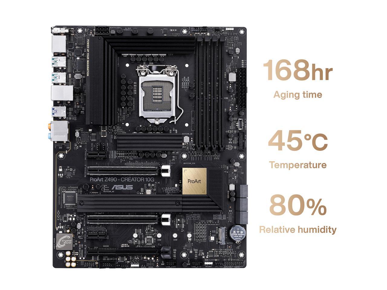 ASUS ProART Z490-CREATOR 10G LGA 1200 Intel Z490 SATA 6Gb/s ATX Intel Motherboard (12+2 Power Stages, DDR4 4600, 10G LAN Card, 2.5G Intel LAN, Thunderbolt 3 Type-C, M.2, USB 3.2 Gen 2)