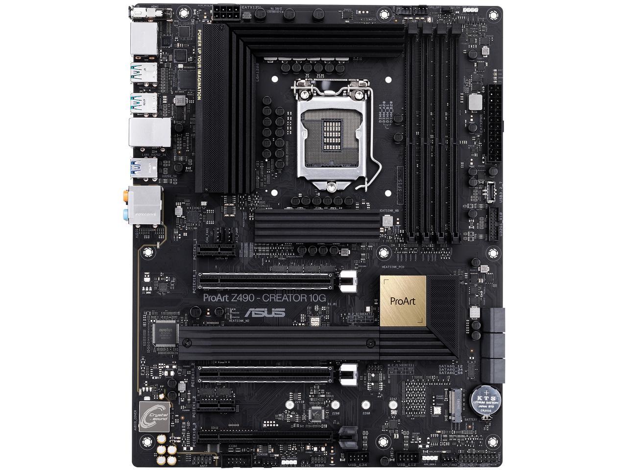 ASUS ProART Z490-CREATOR 10G LGA 1200 Intel Z490 SATA 6Gb/s ATX Intel Motherboard (12+2 Power Stages, DDR4 4600, 10G LAN Card, 2.5G Intel LAN, Thunderbolt 3 Type-C, M.2, USB 3.2 Gen 2)