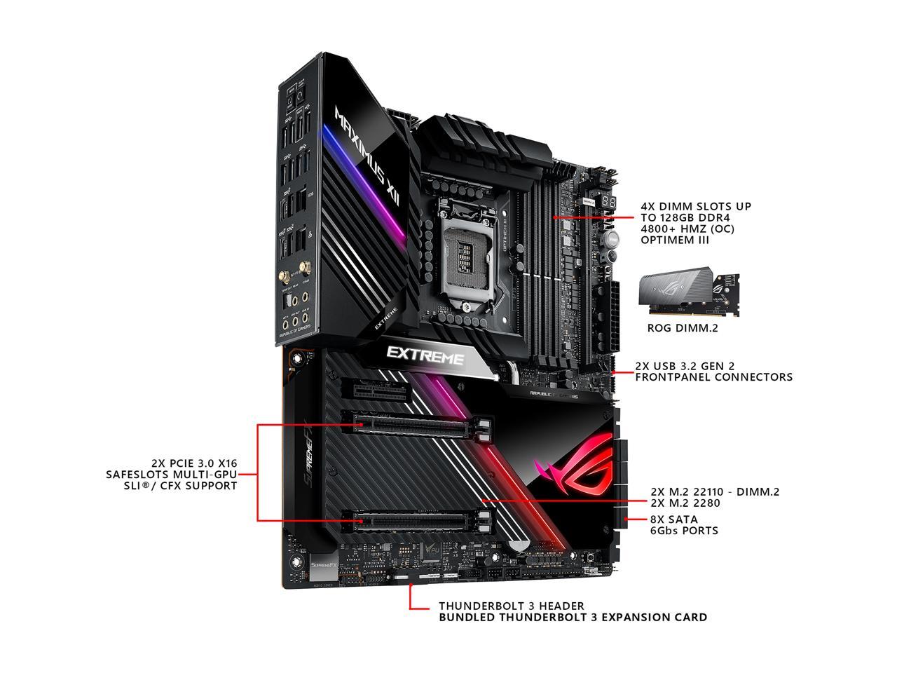 ASUS ROG MAXIMUS XII EXTREME (WiFi 6) LGA 1200 Intel Z490 SATA 6Gb/s Extended ATX Intel Motherboard (16 Power Stages, Quad M.2, 10Gbps & Intel 2.5Gb LAN, Bundled Fan Extension Card II & ThunderboltEX 3-TR Card, 2" Livedash OLED)