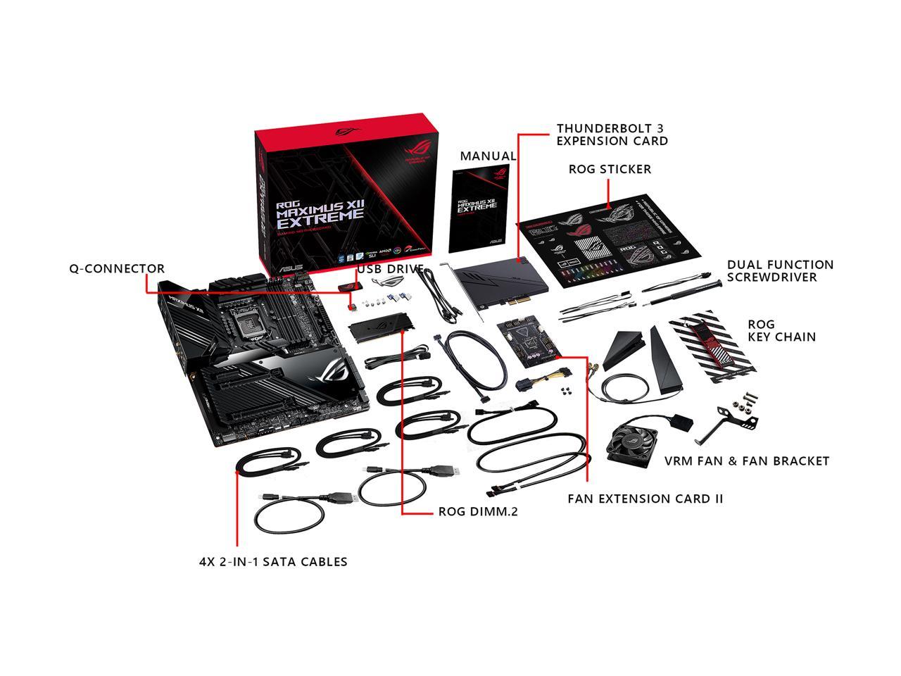 ASUS ROG MAXIMUS XII EXTREME (WiFi 6) LGA 1200 Intel Z490 SATA 6Gb/s Extended ATX Intel Motherboard (16 Power Stages, Quad M.2, 10Gbps & Intel 2.5Gb LAN, Bundled Fan Extension Card II & ThunderboltEX 3-TR Card, 2" Livedash OLED)