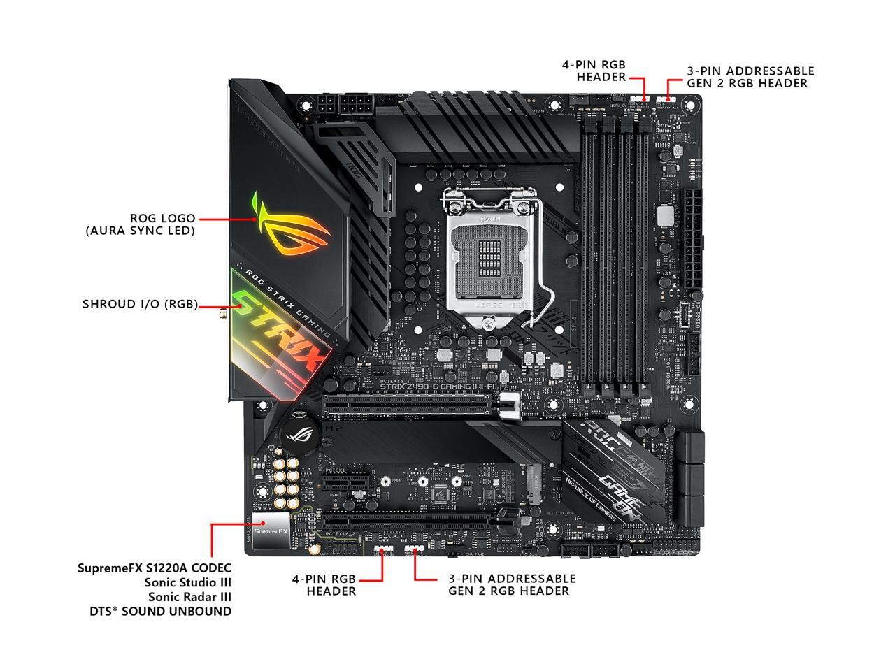 ASUS ROG STRIX Z490-G GAMING (WiFi 6) LGA 1200 Intel Z490 Intel Motherboard (12+2 Power Stages, Intel 2.5Gb Ethernet, Bluetooth v5.1 and AURA Sync)