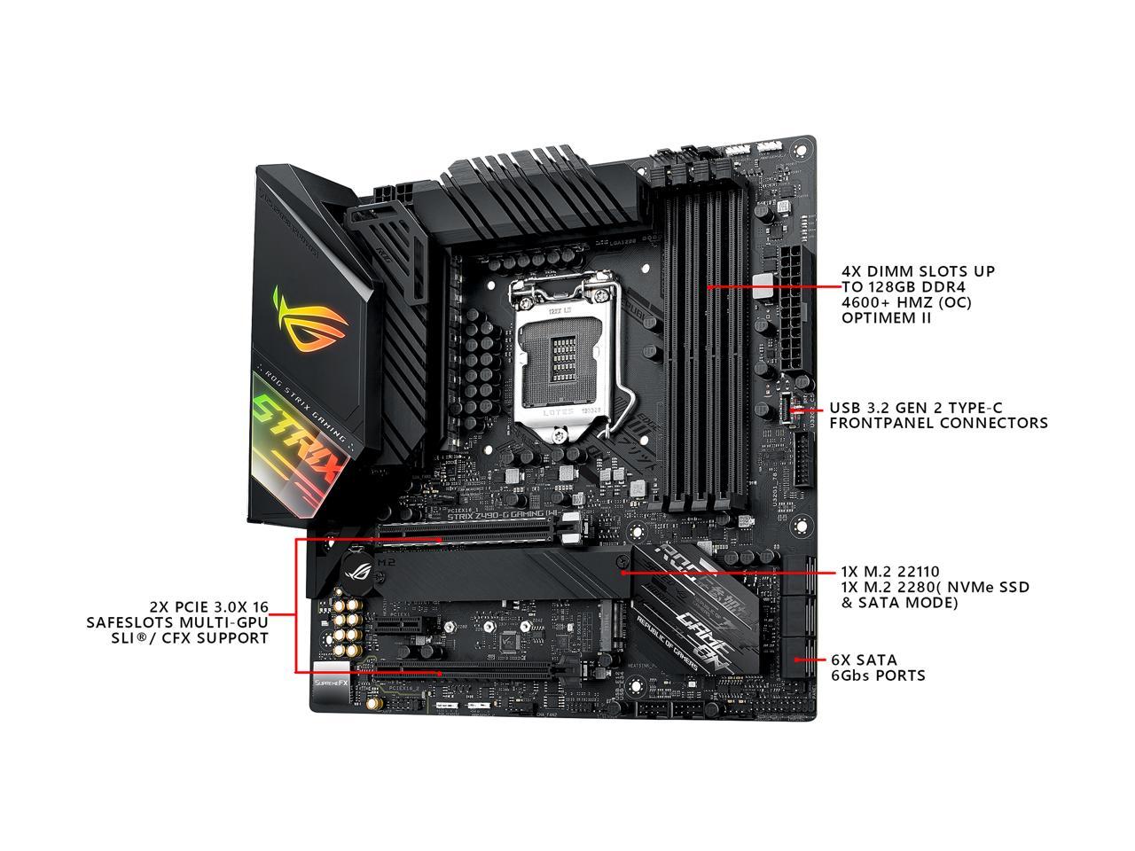 ASUS ROG STRIX Z490-G GAMING (WiFi 6) LGA 1200 Intel Z490 Intel Motherboard (12+2 Power Stages, Intel 2.5Gb Ethernet, Bluetooth v5.1 and AURA Sync)
