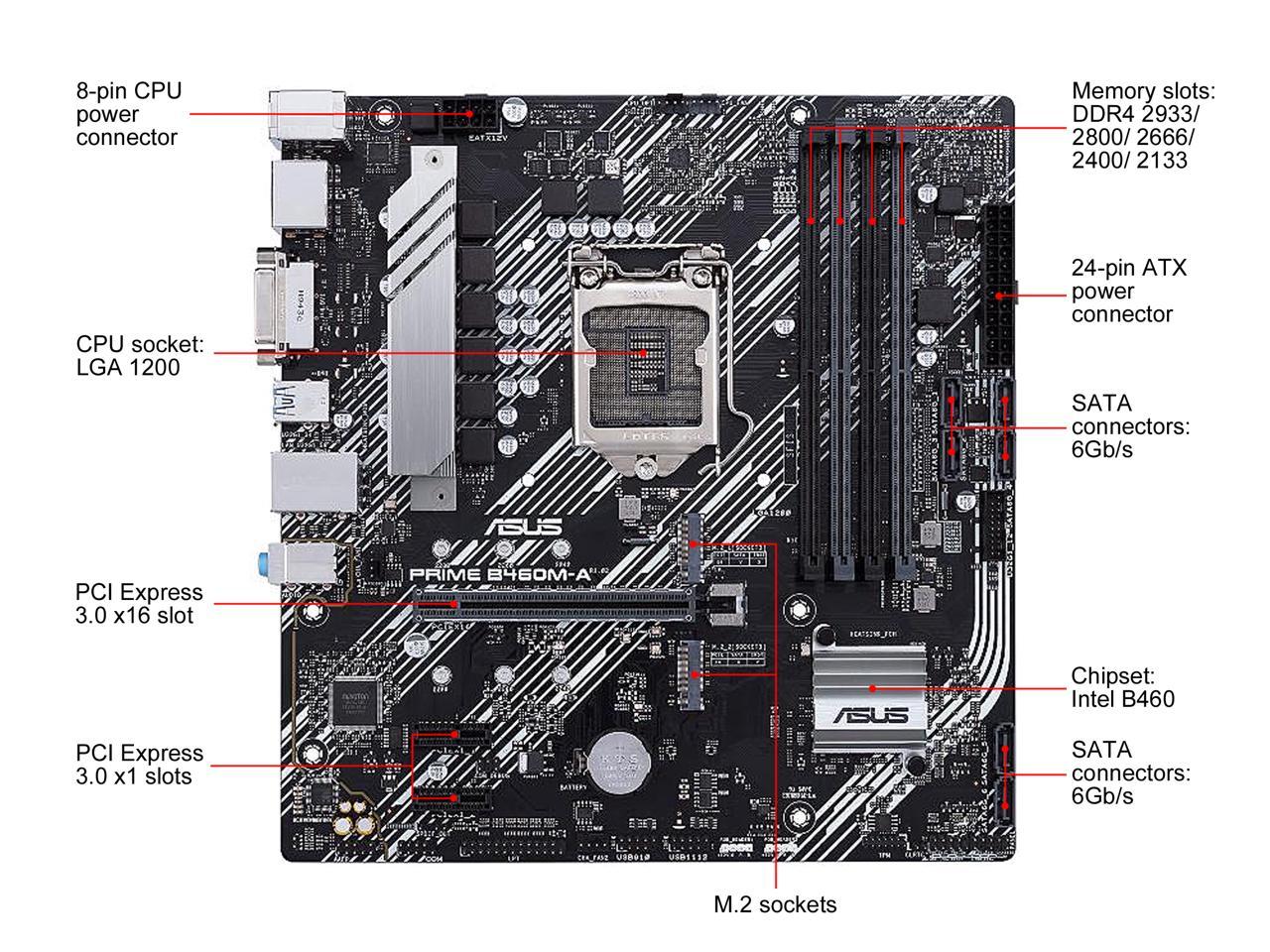 ASUS PRIME B460M-A LGA 1200 Intel B460 SATA 6Gb/s Micro ATX Intel Motherboard
