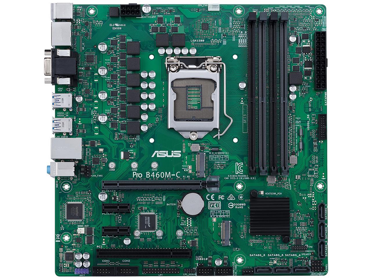ASUS PRO B460M-C/CSM LGA 1200 Intel B460 SATA 6Gb/s Micro ATX Intel Motherboard
