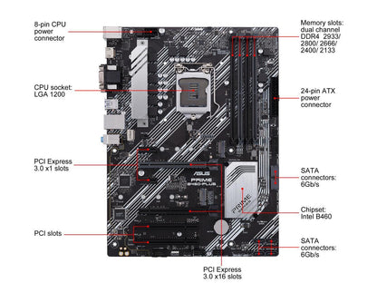 ASUS PRIME B460-PLUS LGA 1200 Intel B460 SATA 6Gb/s ATX Intel Motherboard