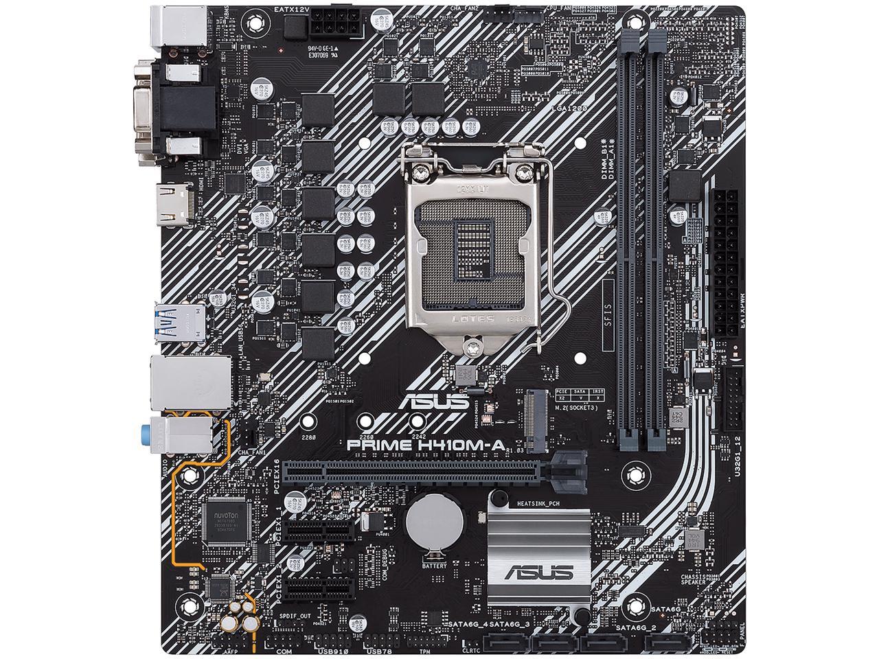 ASUS PRIME H410M-A/CSM LGA 1200 Intel H410 SATA 6Gb/s Micro ATX Intel Motherboard