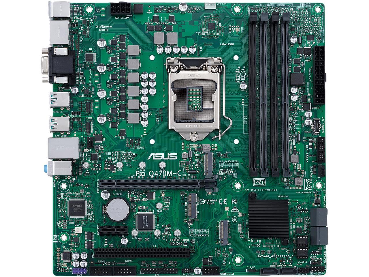 ASUS PRO Q470M-C/CSM LGA 1200 Intel Q470 SATA 6Gb/s Micro ATX Intel Motherboard