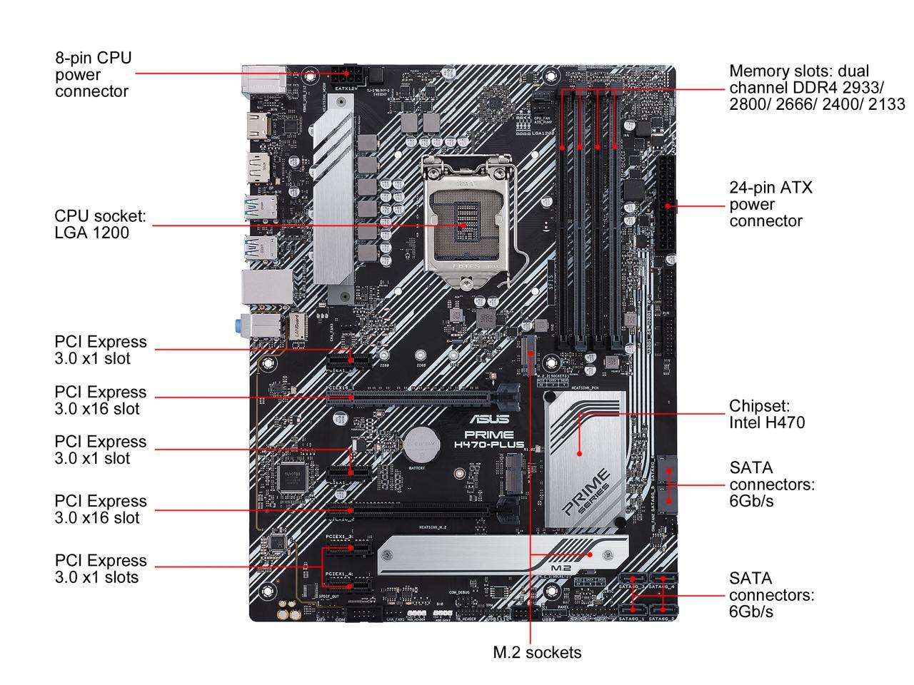 ASUS PRIME H470-PLUS/CSM LGA 1200 Intel H470 SATA 6Gb/s ATX Intel Motherboard