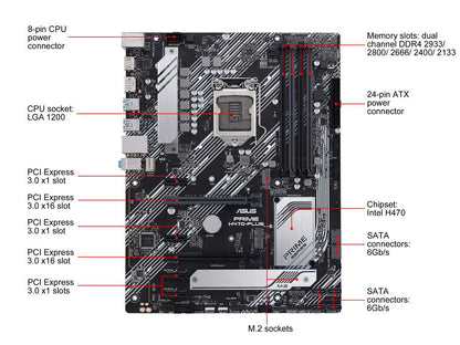 ASUS PRIME H470-PLUS/CSM LGA 1200 Intel H470 SATA 6Gb/s ATX Intel Motherboard