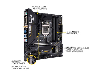 ASUS TUF GAMING B460M-PLUS (WI-FI) LGA 1200 Intel B460 SATA 6Gb/s Micro ATX Intel Motherboard
