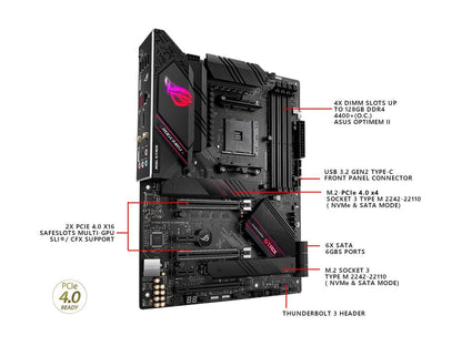 ASUS ROG Strix B550-E Gaming AMD AM4 (3rd Gen Ryzen) ATX Gaming Motherboard (PCIe 4.0, NVIDIA SLI, WiFi 6, 2.5Gb LAN, 14+2 Power Stages, Front USB 3.2 Type-C, Addressable Gen 2 RGB and AURA Sync)