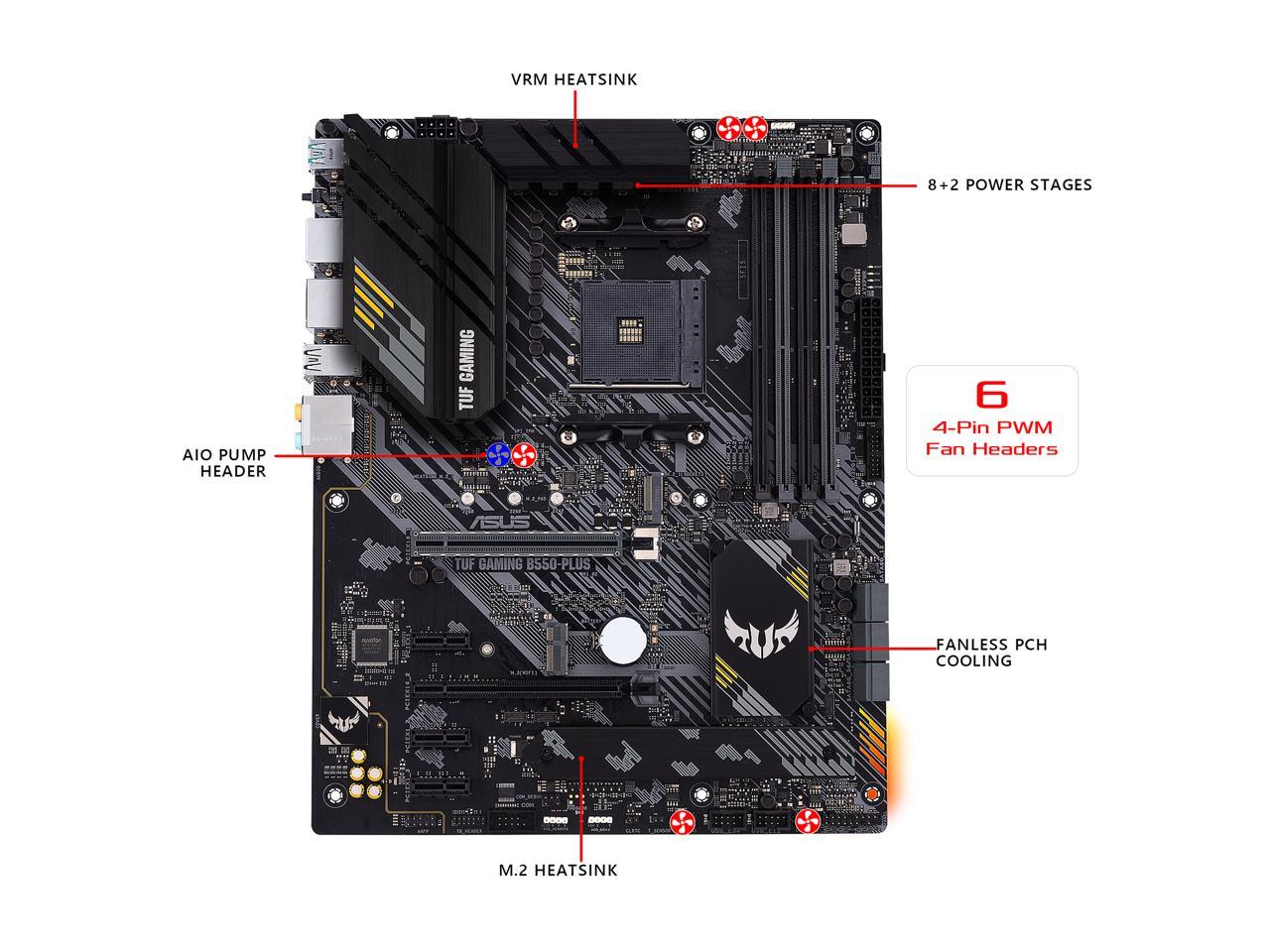 ASUS TUF GAMING B550-PLUS AMD AM4 (3rd Gen Ryzen) ATX Gaming Motherboard (PCIe 4.0, 2.5Gb LAN, HDMI 2.1, BIOS FlashBack, USB 3.2 Gen 2, Addressable Gen 2 RGB Header and AURA Sync)