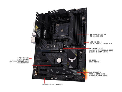 ASUS TUF GAMING B550-PLUS AMD AM4 (3rd Gen Ryzen) ATX Gaming Motherboard (PCIe 4.0, 2.5Gb LAN, HDMI 2.1, BIOS FlashBack, USB 3.2 Gen 2, Addressable Gen 2 RGB Header and AURA Sync)