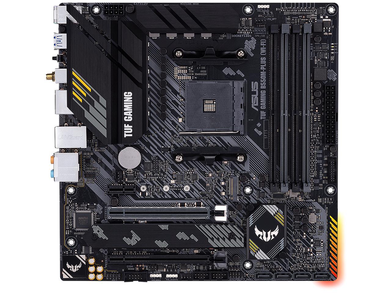 ASUS TUF GAMING B550M-PLUS (Wi-Fi) AMD AM4 (3rd Gen Ryzen) Micro ATX Gaming Motherboard (PCIe 4.0, 2.5Gb LAN, BIOS FlashBack, HDMI 2.1, USB 3.2 Gen 2, Addressable Gen 2 RGB Header and AURA Sync)