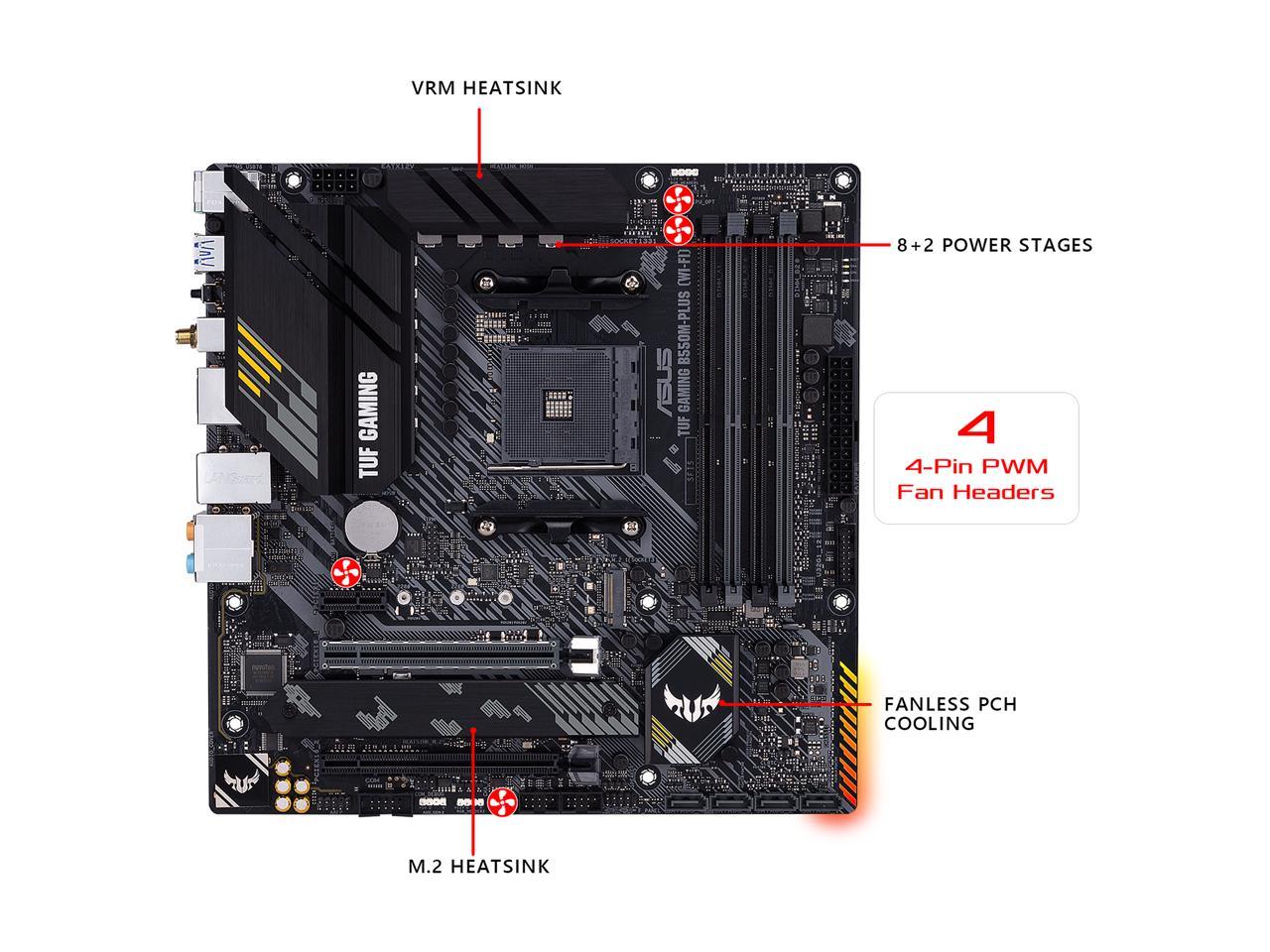 ASUS TUF GAMING B550M-PLUS (Wi-Fi) AMD AM4 (3rd Gen Ryzen) Micro ATX Gaming Motherboard (PCIe 4.0, 2.5Gb LAN, BIOS FlashBack, HDMI 2.1, USB 3.2 Gen 2, Addressable Gen 2 RGB Header and AURA Sync)