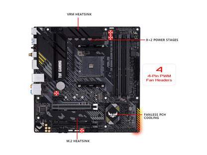 ASUS TUF GAMING B550M-PLUS (Wi-Fi) AMD AM4 (3rd Gen Ryzen) Micro ATX Gaming Motherboard (PCIe 4.0, 2.5Gb LAN, BIOS FlashBack, HDMI 2.1, USB 3.2 Gen 2, Addressable Gen 2 RGB Header and AURA Sync)