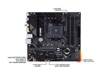 ASUS TUF GAMING B550M-PLUS AMD AM4 (3rd Gen Ryzen) Micro ATX Gaming Motherboard (PCIe 4.0, 2.5Gb LAN, BIOS FlashBack, HDMI 2.1, USB 3.2 Gen 2, Addressable Gen 2 RGB Header and AURA Sync)