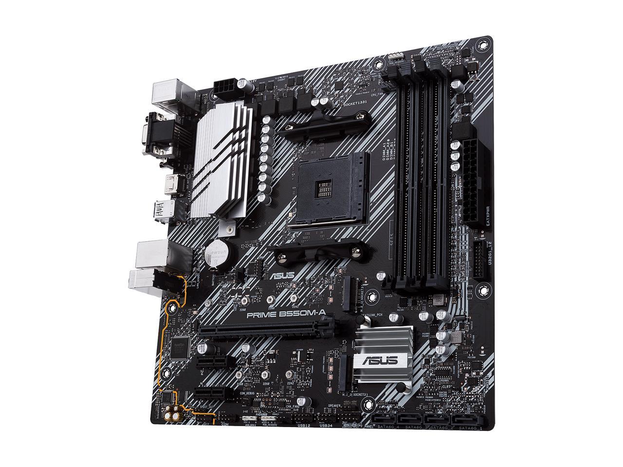 ASUS Prime B550M-A/CSM AMD AM4 (3rd Gen Ryzen) microATX Commercial Motherboard (PCIe 4.0, ECC Memory, 1Gb LAN, HDMI 2.1/D-Sub, 4K@60HZ, TPM, ASUS Control Center Express)