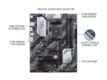ASUS PRIME B550-PLUS AM4 AMD B550 SATA 6Gb/s ATX AMD Motherboard