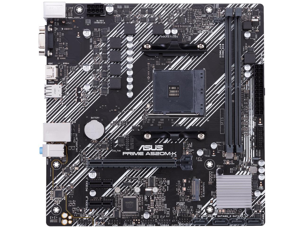 ASUS PRIME A520M-K AM4 AMD A520 SATA 6Gb/s Micro ATX AMD Motherboard