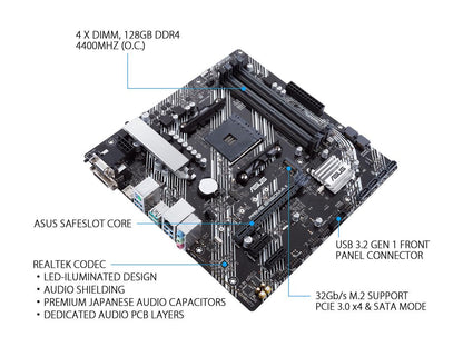 ASUS Prime B450M-A II AM4 AMD B450 SATA 6Gb/s Micro ATX AMD Motherboard
