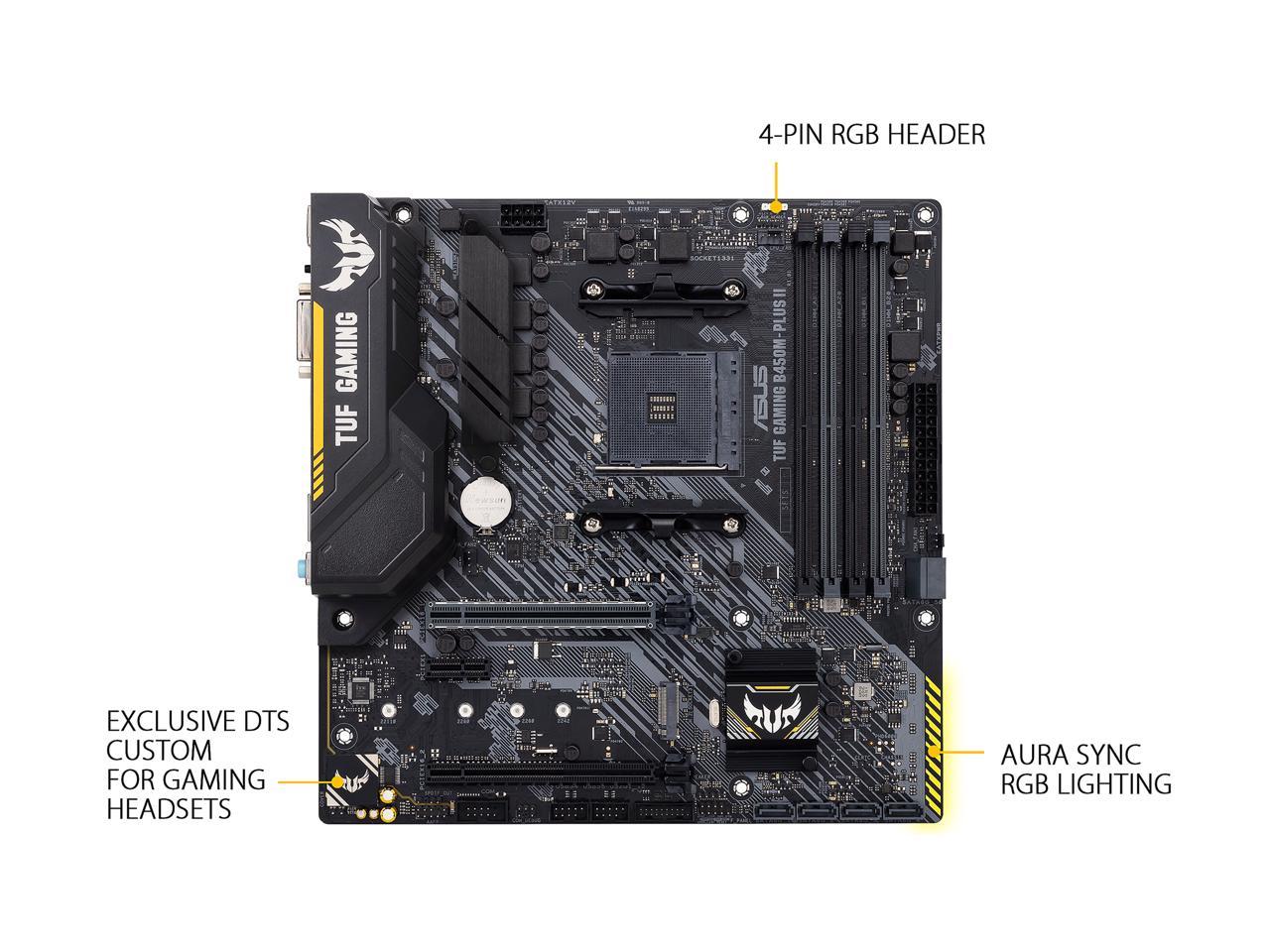 ASUS TUF GAMING B450M-PLUS II AM4 AMD B450 SATA 6Gb/s Micro ATX AMD Motherboard