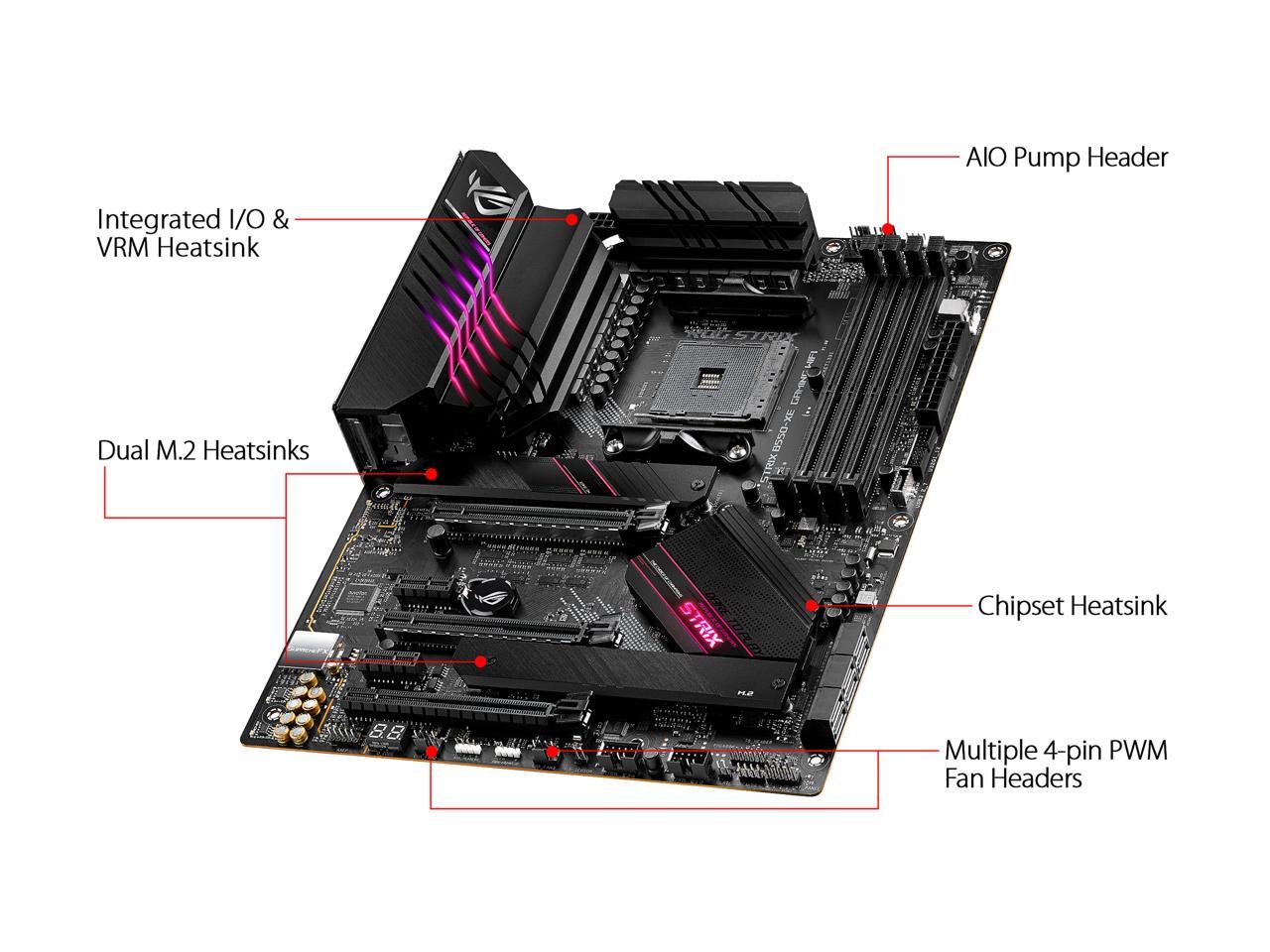 ASUS ROG Strix B550-XE Gaming WiFi AMD AM4 (Zen 3/3rd Gen Ryzen) ATX Gaming Motherboard (PCIe 4.0, WiFi 6, 2.5Gb LAN, 16 (90A) Power Stages, Bundled ASUS Hyper M.2 x16 Gen 4 Card, Addressable Gen 2 RGB and AURA Sync)