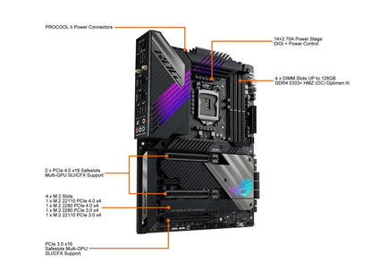 ASUS ROG Maximus XIII Hero (WiFi 6E) Z590 LGA 1200 (Intel 11th/10th Gen) ATX Gaming Motherboard (PCIe 4.0, 14+2 Power Stages, DDR4 5333+, Dual 2.5Gb LAN, Thunderbolt 4 Onboard, Bluetooth v5.2, Quad M.2/NVMe SSD, Aura RGB Lighting)