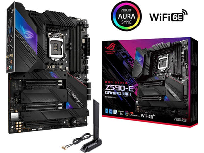 ASUS ROG Strix Z590-E Gaming WiFi 6E LGA 1200 (Intel 11th/10th Gen) ATX Gaming Motherboard (PCIe 4.0, 14+2 Power Stages, DDR4 5333+, Dual Intel 2.5 Gb LAN, Bluetooth v5.2, 4 x M.2/NVMe SSD and AURA RGB Lighting)