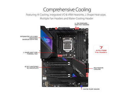 ASUS ROG Strix Z590-E Gaming WiFi 6E LGA 1200 (Intel 11th/10th Gen) ATX Gaming Motherboard (PCIe 4.0, 14+2 Power Stages, DDR4 5333+, Dual Intel 2.5 Gb LAN, Bluetooth v5.2, 4 x M.2/NVMe SSD and AURA RGB Lighting)