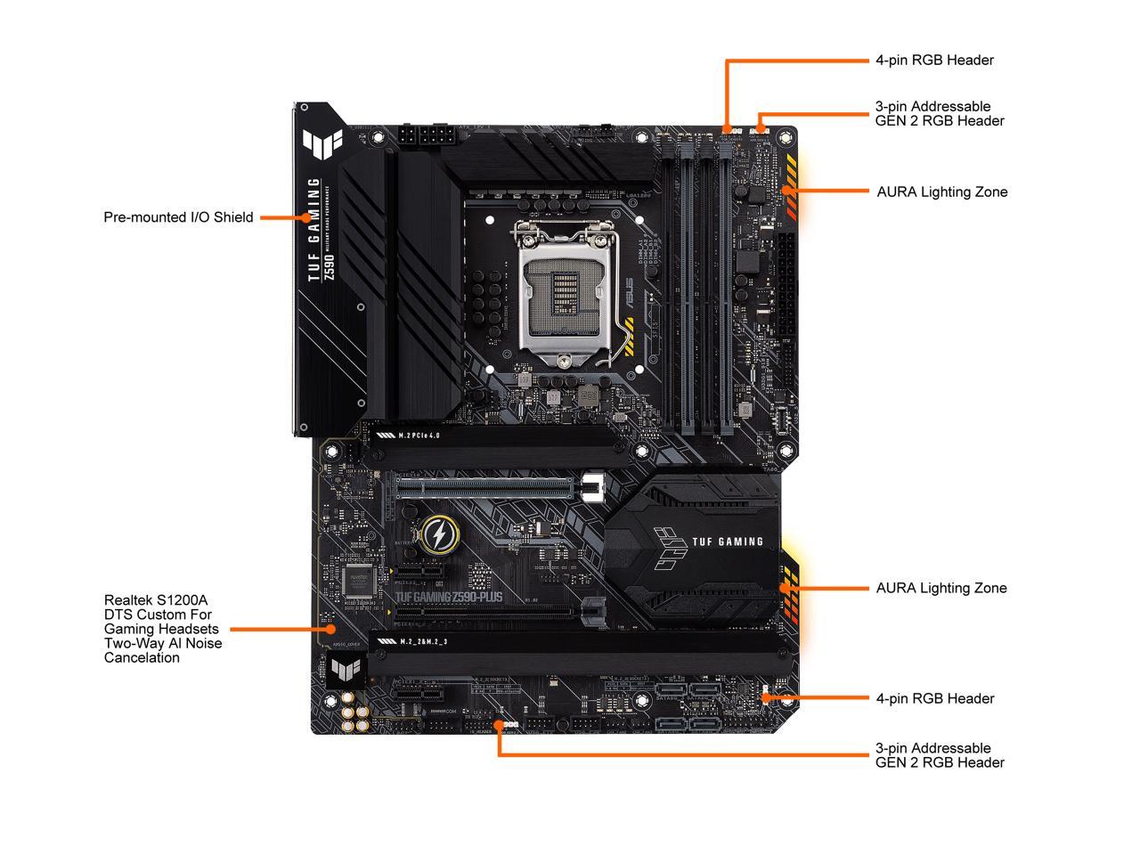 ASUS TUF GAMING Z590-PLUS LGA 1200 Intel Z590 SATA 6Gb/s ATX Intel Motherboard
