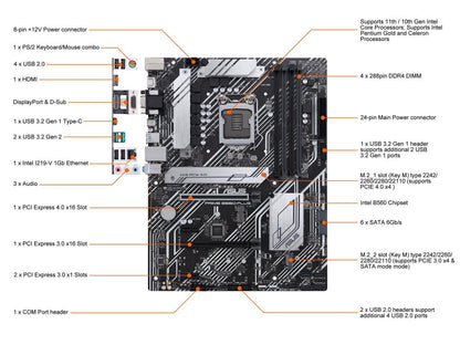 ASUS PRIME B560-PLUS LGA 1200 Intel B560 SATA 6Gb/s ATX Intel Motherboard