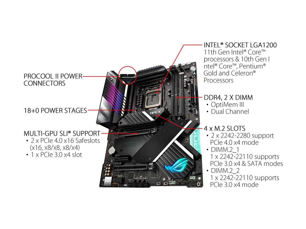 ASUS ROG Maximus XIII Apex (WiFi 6E) Z590 LGA 1200 (Intel 11th/10th Gen) ATX Gaming Motherboard (PCIe 4.0, 18 Power Stages, Intel 2.5 Gb Ethernet, 4 x M.2, USB 3.2 Gen 2x2, Aura Sync RGB)