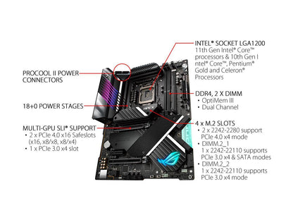 ASUS ROG Maximus XIII Apex (WiFi 6E) Z590 LGA 1200 (Intel 11th/10th Gen) ATX Gaming Motherboard (PCIe 4.0, 18 Power Stages, Intel 2.5 Gb Ethernet, 4 x M.2, USB 3.2 Gen 2x2, Aura Sync RGB)