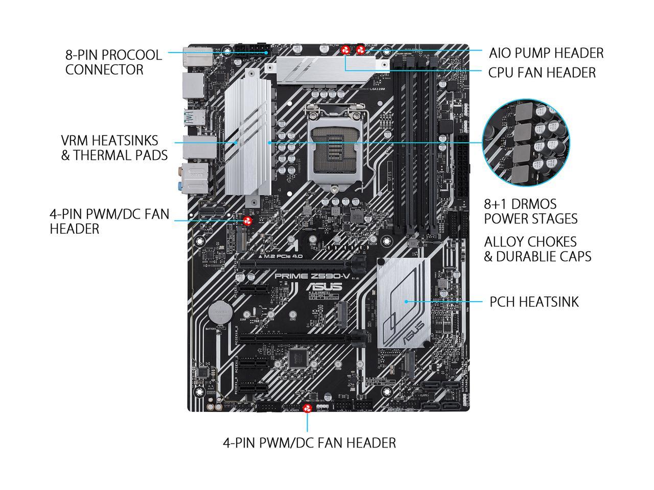 ASUS PRIME Z590-V LGA 1200 Intel Z590 SATA 6Gb/s ATX Intel Motherboard