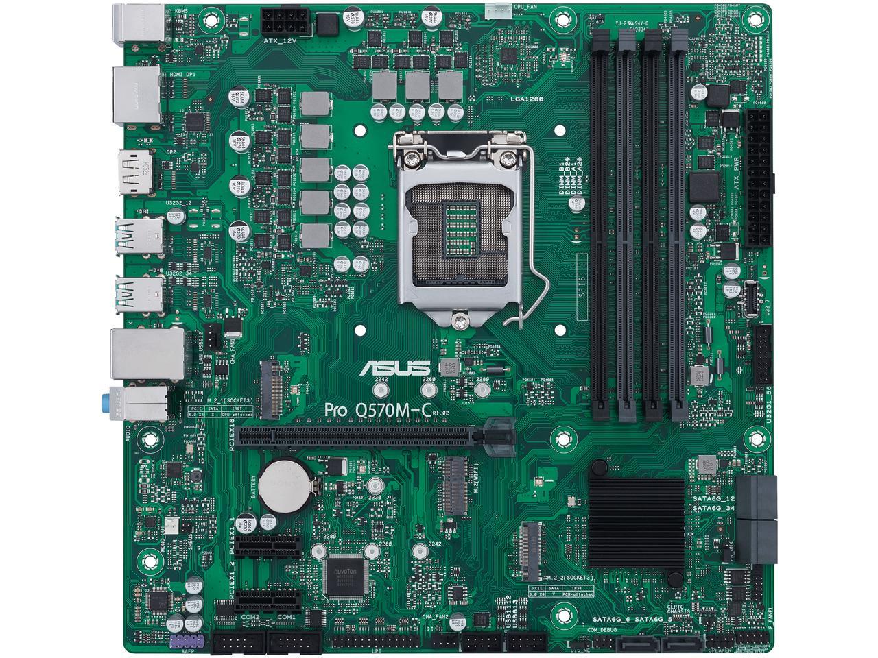 ASUS Pro Q570M-C/CSM LGA1200 (Intel 10th & 11th Gen) mATX Commercial Motherboard (PCIe 4.0, 1 LAN, Front Panel USB 3.2 Gen 1 Type-C, Intel vPro, 2 x DisplayPorts, TPM 2.0 IC Onboard, COM Debug Header, ASUS-exclusive Self-recovering BIOS)