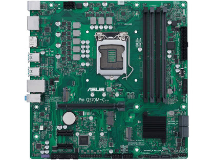 ASUS Pro Q570M-C/CSM LGA1200 (Intel 10th & 11th Gen) mATX Commercial Motherboard (PCIe 4.0, 1 LAN, Front Panel USB 3.2 Gen 1 Type-C, Intel vPro, 2 x DisplayPorts, TPM 2.0 IC Onboard, COM Debug Header, ASUS-exclusive Self-recovering BIOS)