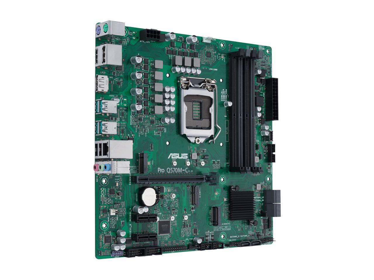 ASUS Pro Q570M-C/CSM LGA1200 (Intel 10th & 11th Gen) mATX Commercial Motherboard (PCIe 4.0, 1 LAN, Front Panel USB 3.2 Gen 1 Type-C, Intel vPro, 2 x DisplayPorts, TPM 2.0 IC Onboard, COM Debug Header, ASUS-exclusive Self-recovering BIOS)