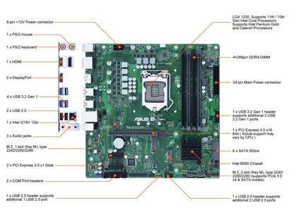 ASUS PRO B560M-CT/CSM LGA 1200 Intel B560 SATA 6Gb/s Micro ATX Intel Motherboard