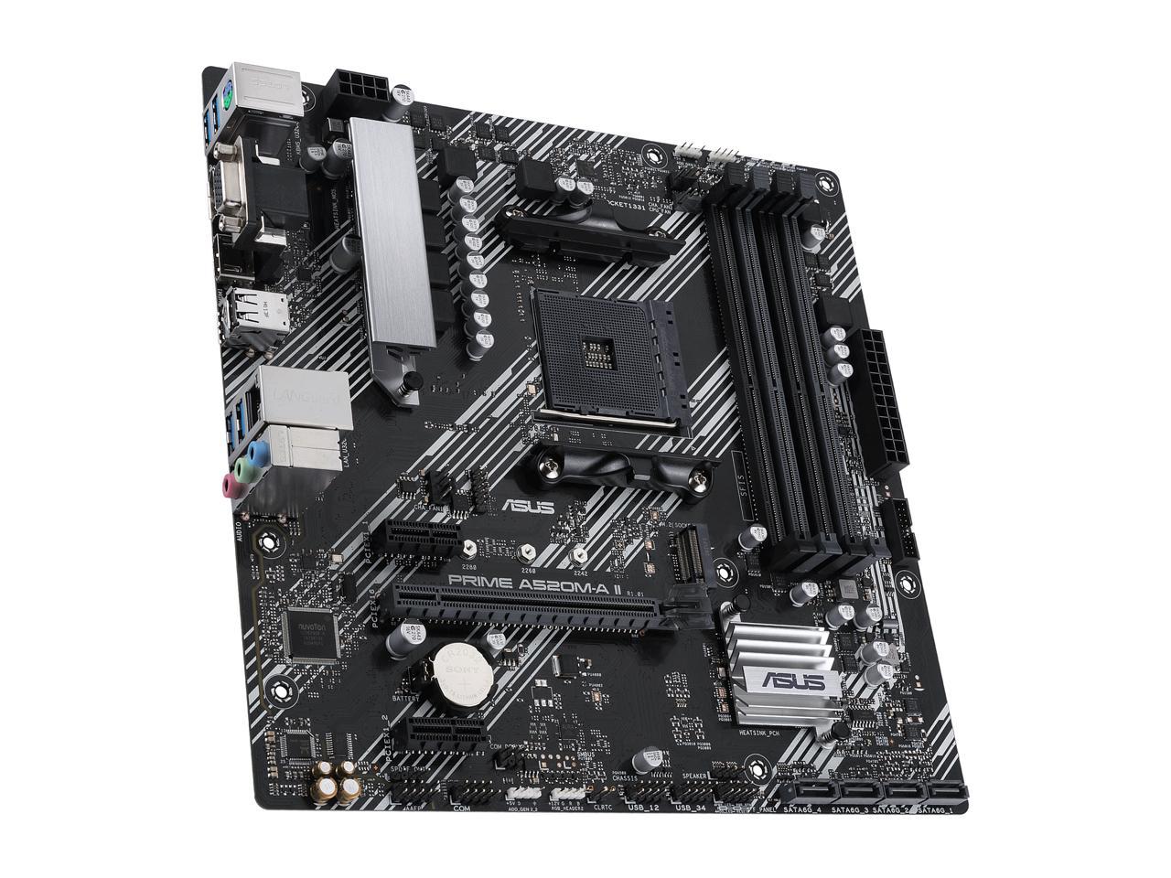 ASUS PRIME A520M-A II/CSM AMD AM4 (Ryzen 5000 Series) Micro ATX Commercial Motherboard (ECC Memory, M.2 Support, 1Gb Ethernet, DP/HDMI 2.1/D-Sub, 4K@60HZ, USB 3.2 Gen 1 Type-A, ARGB Header with AURA Sync and ASUS Control Center Express)