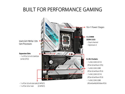 ASUS ROG Strix Z690-A Gaming WiFi D4 LGA 1700(Intel® 12th&13th Gen) ATX gaming motherboard(PCIe 5.0, DDR4,16+1 power stages,WiFi 6,Intel 2.5 Gb LAN,Bluetooth v5.2,Thunderbolt 4,4xM.2/NVMe SSD and Front panel USB 3.2 Gen 2x2 Type-C connector