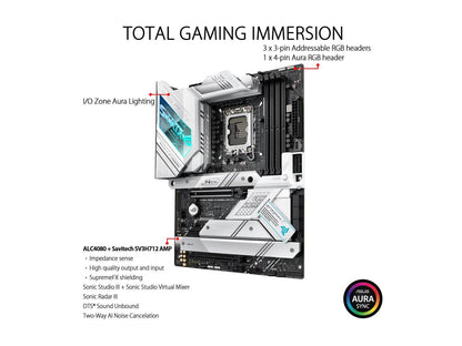 ASUS ROG Strix Z690-A Gaming WiFi D4 LGA 1700(Intel® 12th&13th Gen) ATX gaming motherboard(PCIe 5.0, DDR4,16+1 power stages,WiFi 6,Intel 2.5 Gb LAN,Bluetooth v5.2,Thunderbolt 4,4xM.2/NVMe SSD and Front panel USB 3.2 Gen 2x2 Type-C connector